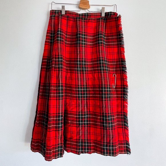 Vintage Highland Queen Wemyss Tartan Wool Kilt Scottish Traditional Skirt Sz 12 - Picture 1 of 9